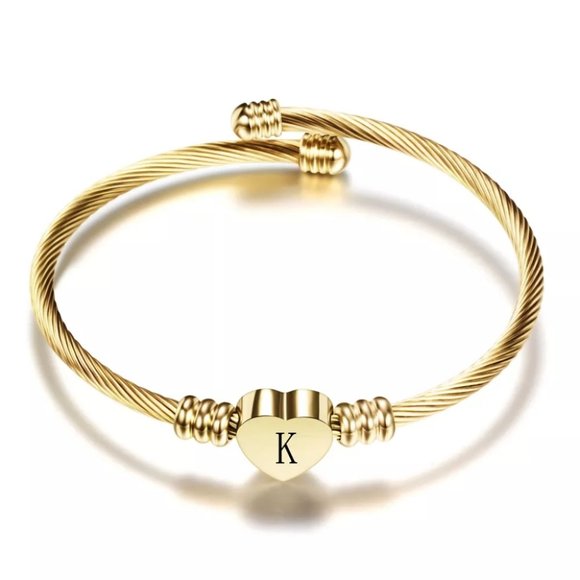 undefined Jewelry - Gold plated Stainless Steel Heart Bracelet Bangle